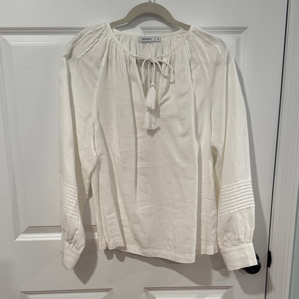 Marella Ivory Tassel Tie Peasant Blouse